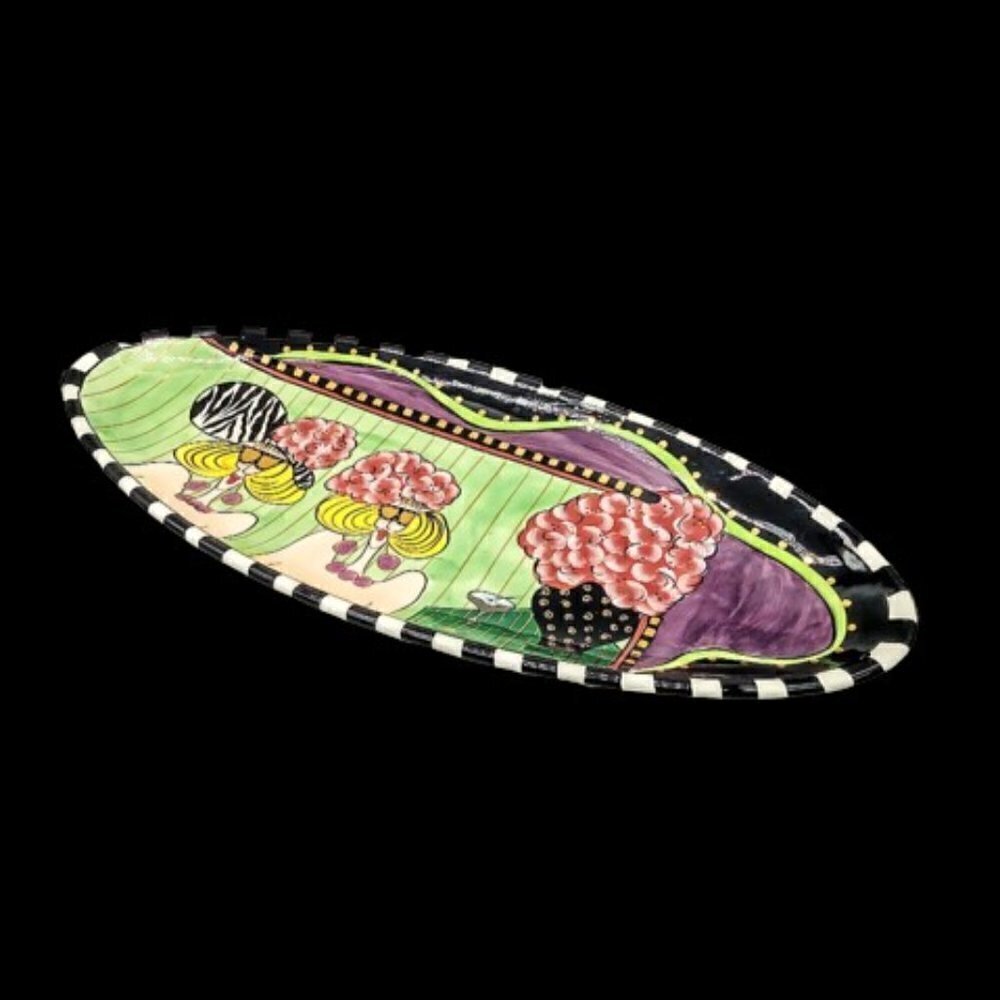 Lynda Corneille Twin Blonds Martini Oval Ceramic Tray Platter
